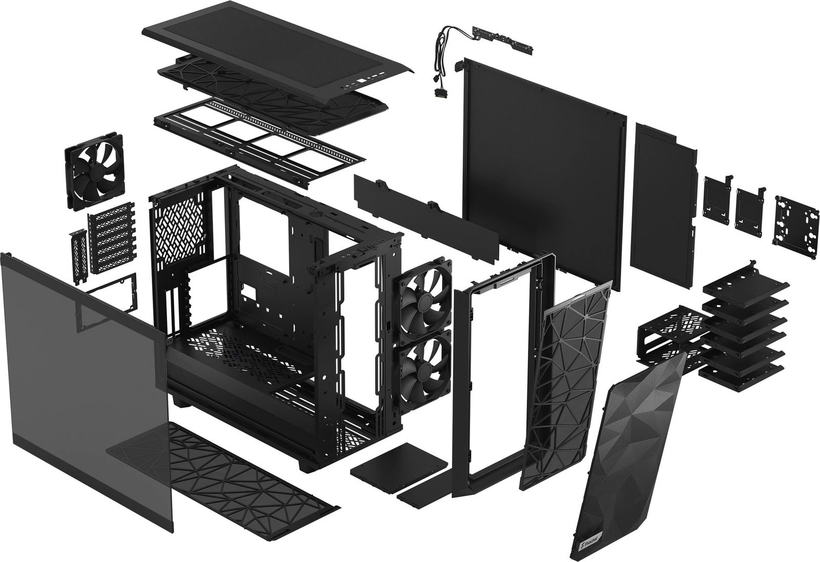 Kasë Fractal Design Meshify 2, Tower, ATX, EATX, micro ATX, Mini-ITX, e zezë