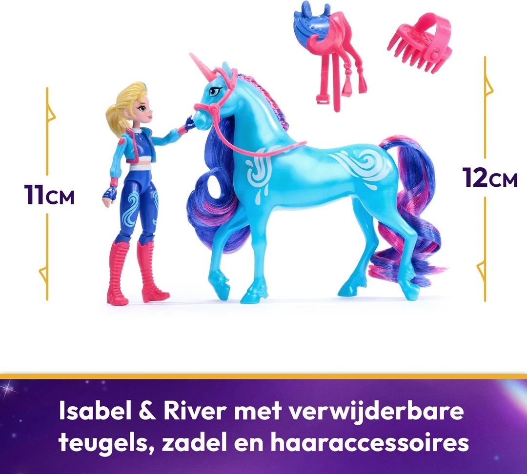 Lodra SPIN MASTER Unicorn Academy Isabel & River, me kukull dhe njëbrirësh, shumëngjyrëshe