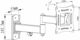 Mbajtës muri për TV/monitor ART RAMT AR-82, 10-27 inç, 15 kg, Metal, i zi