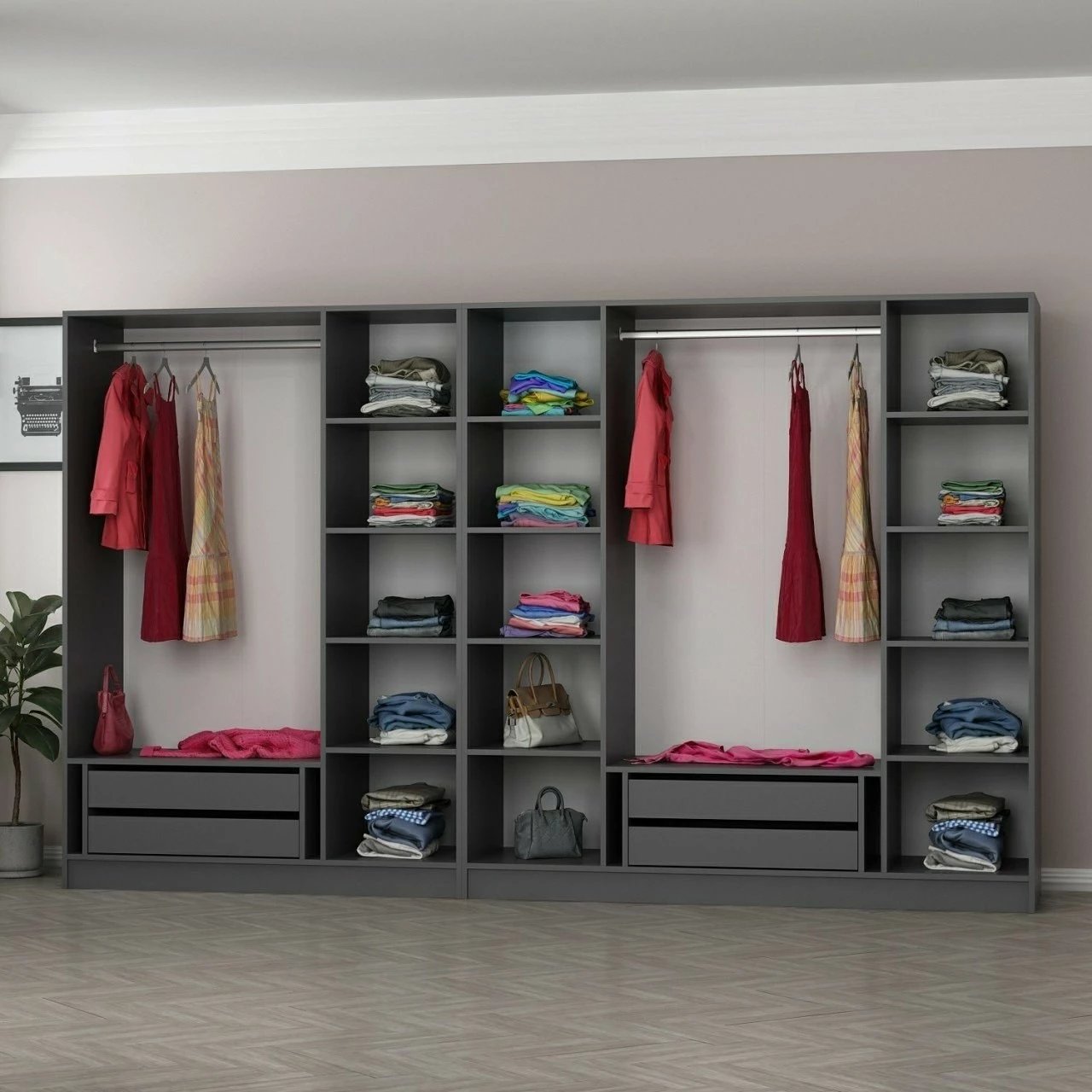Dollap Skye Decor, anthracite e zi, 315x210x52cm