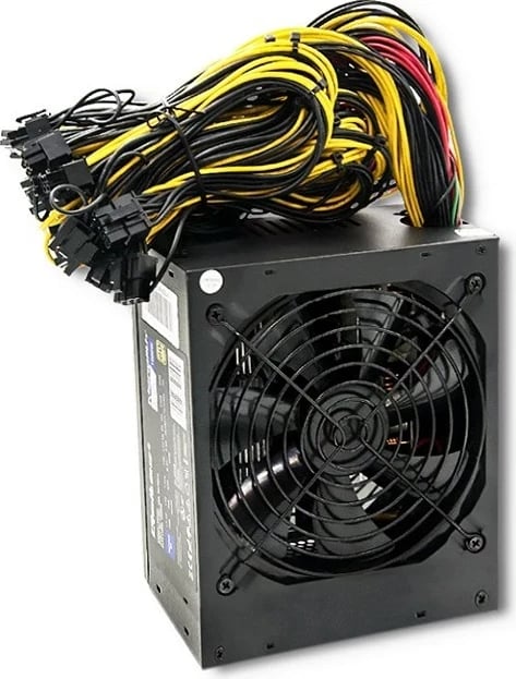 Furnizues Qoltec 50147, 1600W, 80 Plus Gold, për Bitcoin Miner, i zi