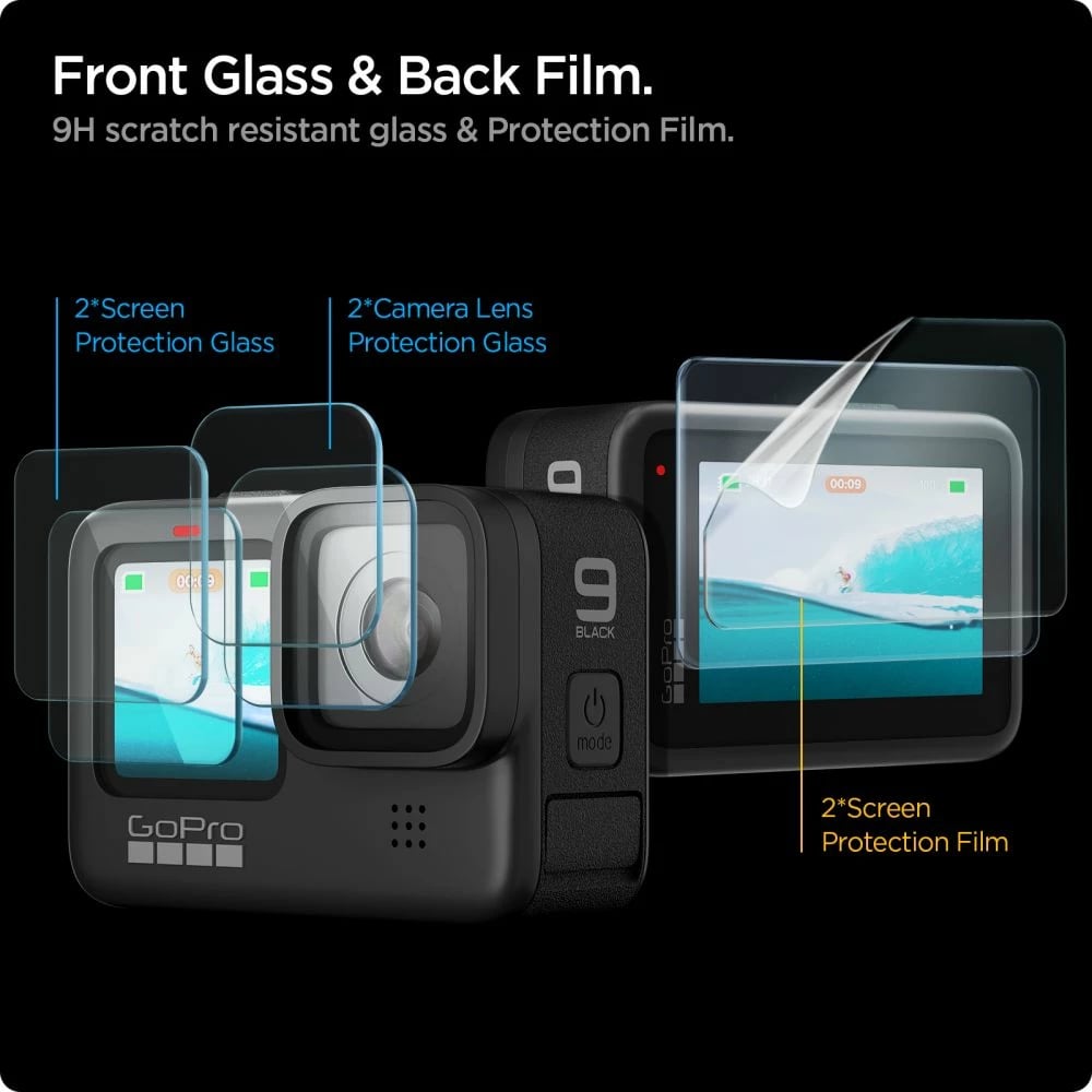 Set mbrojtës xhami Spigen Glas.tR Slim për GoPro Hero 9/10/11/12, Transparent, 2 copë