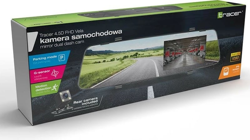 Kamerë veture Tracer 4.5D FHD VELA, Full HD, kënd 150°, me kamerë të pasme, e zezë