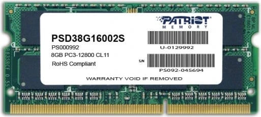 RAM memorie Patriot Memory, 8 GB, 1600 MHz