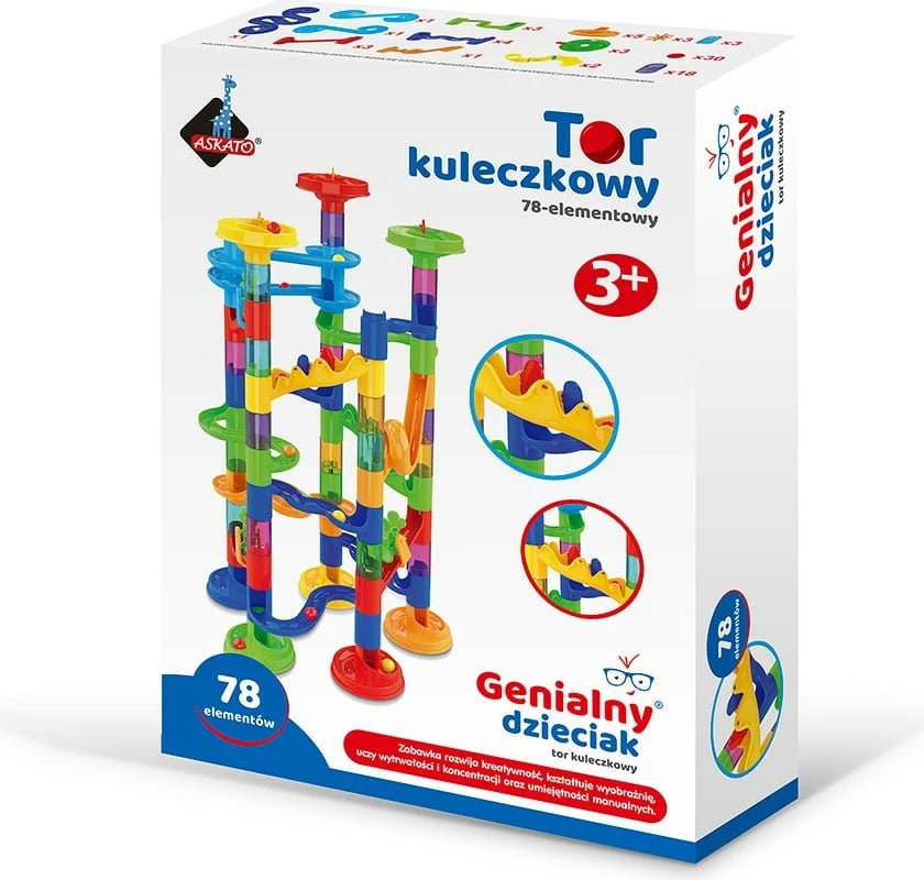Set lodër ndërtimi ASKATO Ball Track 78 elemente, shumëngjyrësh