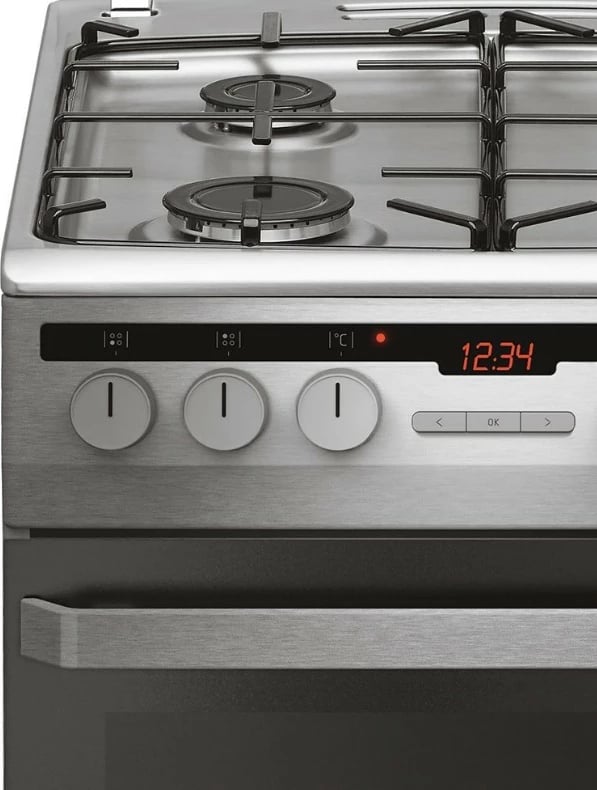 Sobë Amica 58GE3.33HZpTaQ(Xx), 4 zona, 62L, gaz dhe rrymë, e zezë/inox