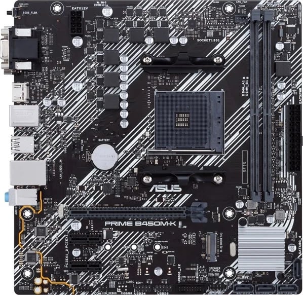 Pllakë amë Asus Prime B450M-K, Socket AM4, micro ATX, e zezë
