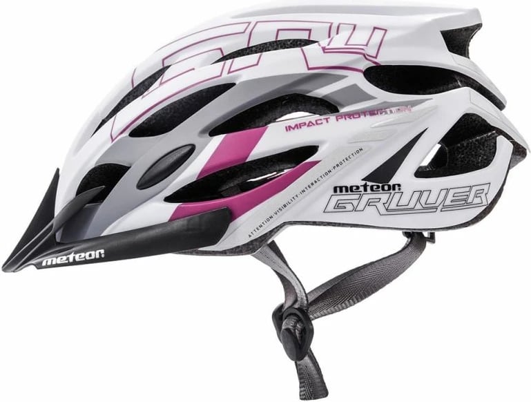 Helmetë për femra Meteor, ngjyrë e bardhë dhe vjollcë
