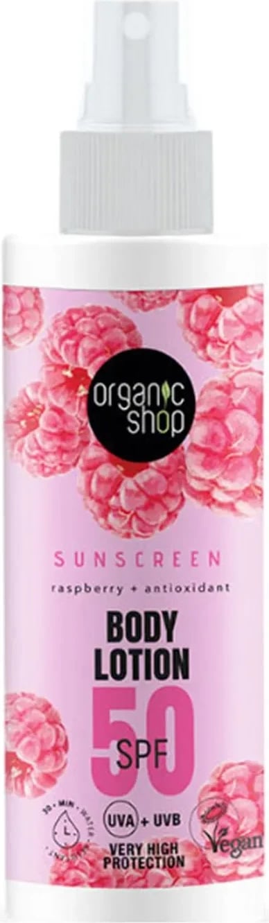 Locion trupi uniseks Organic Shop Raspberry SPF50, 150ml