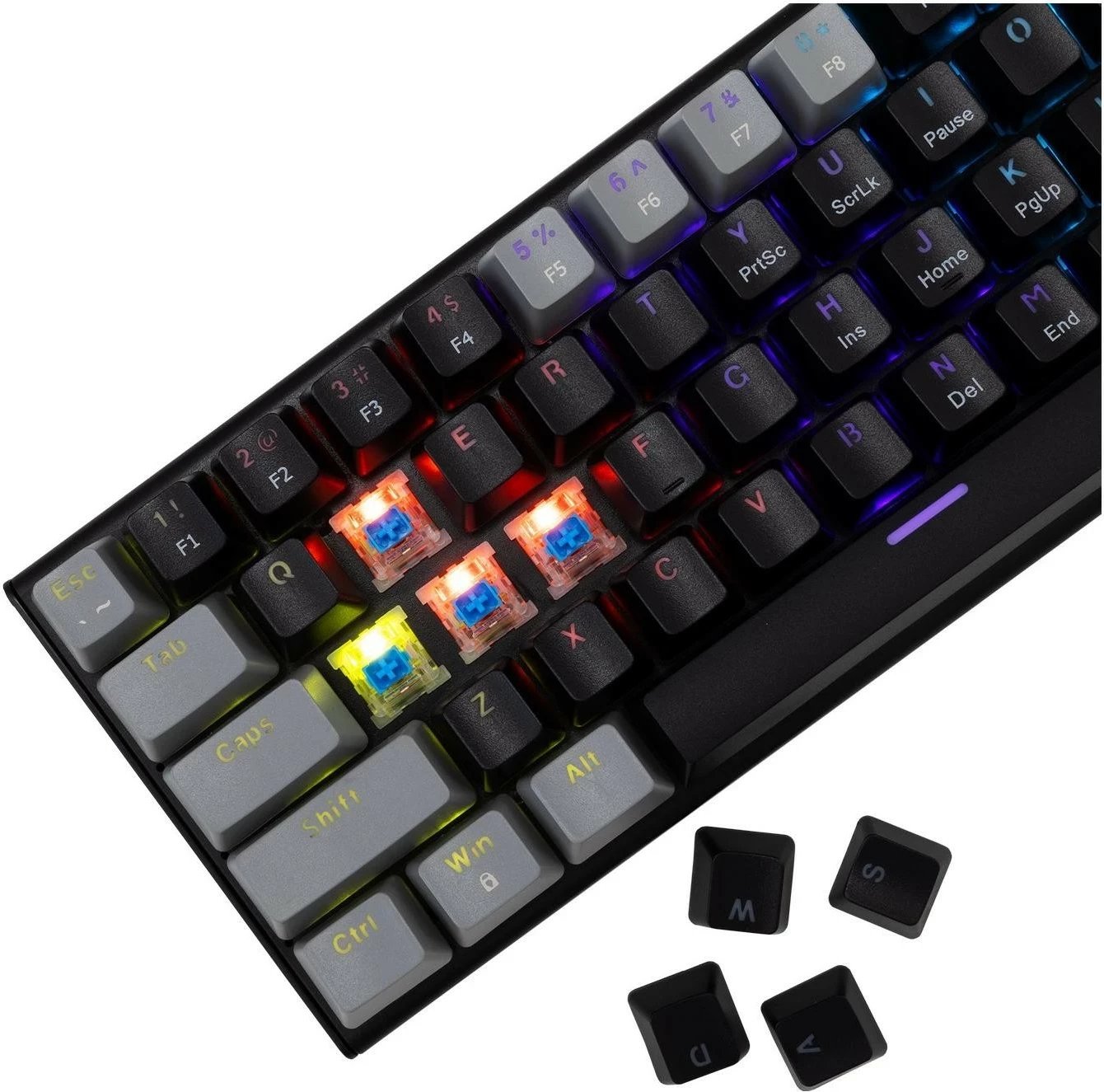 Tastierë mekanike White Shark Wakizashi-2, 65%, RGB, blue switch, black-grey