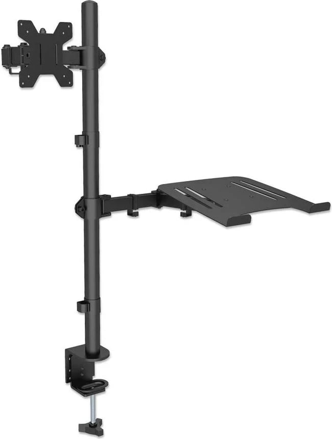 Mbajtëse tavoline Manhattan për monitor/laptop, 1 ekran, 10-27", VESA 75x75-100x100mm, deri 8kg, e zezë