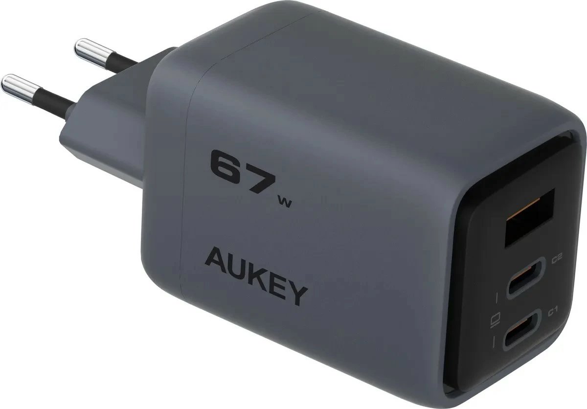 Karikues rrjeti AUKEY PA-C3 Comet Mix 3, 67W, 3xUSB (2xUSB-C + 1xUSB-A), Gri