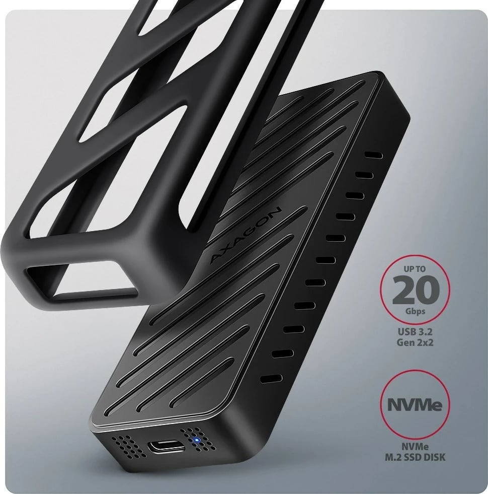 Kasë SSD AXAGON EEM2-20G, USB-C 3.2, M.2, E zezë