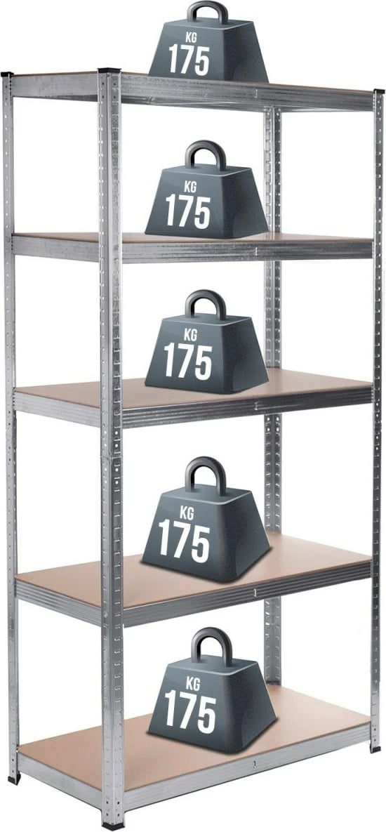 Raft metalik magazinimi GreenBlue GB378, 5 rafte, 180x90x40cm, kafe/argjendtë