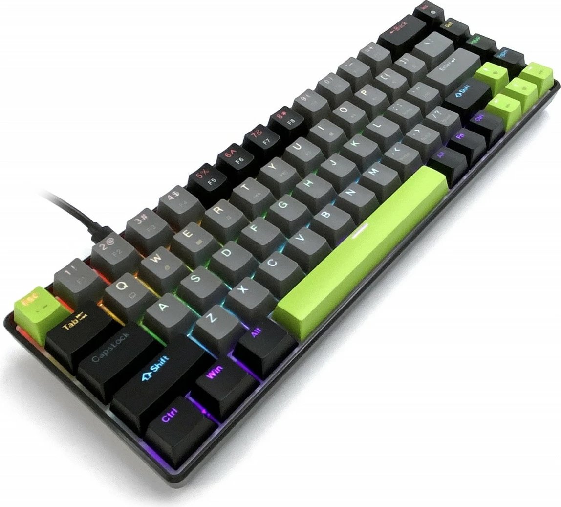 Tastierë mekanike gaming Media-Tech Red Core MX60 MT1260 60% USB-C me RGB, e zezë/gri/e gjelbër