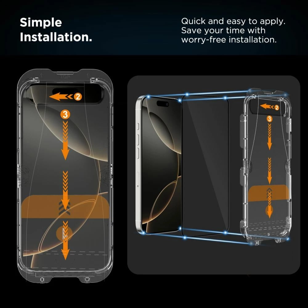 Mbrojtës ekrani xham i temperuar Tech-Protect Quick Set+ për iPhone 16 Pro Max, 2 copë