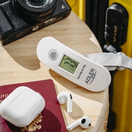 Peshore bagazhi udhëtimi, Adler, AD 8189, kapacitet 40 kg, LCD, kg/lb, rrip polipropileni, bardhë-gri