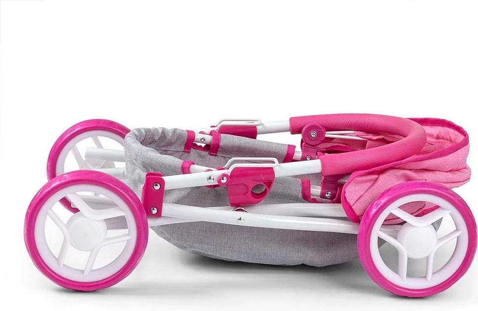 Karrocë për kukulla, Milly Mally Dori Prestige, për kukulla deri 40 cm, e palosshme, me tendë dhe dyshek, rozë