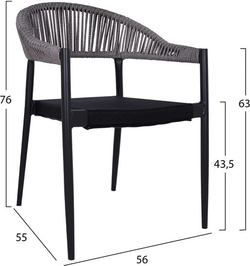 Set 5 pjesë alumini me tavolinë 140x80x75.5 gri FH10519