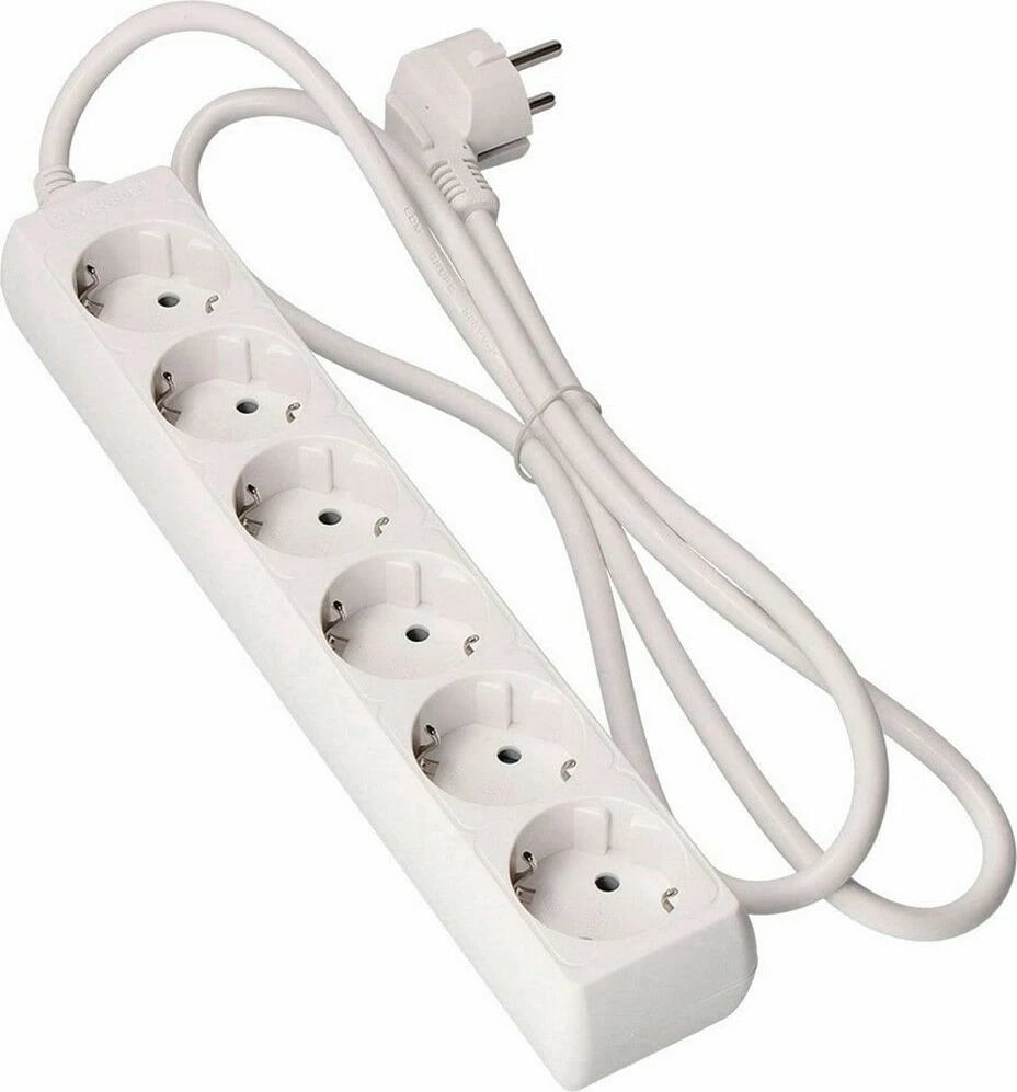 Kabllo vazhduese me switch EDM 41006 Schuko, 6 priza, 1.5m, e bardhë                     