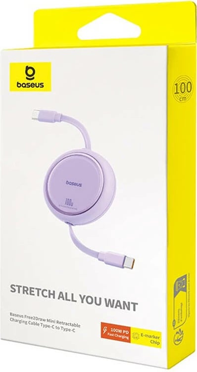 Kabllo USB-C në USB-C Baseus Free2Draw, 1m, 100W, vjollcë