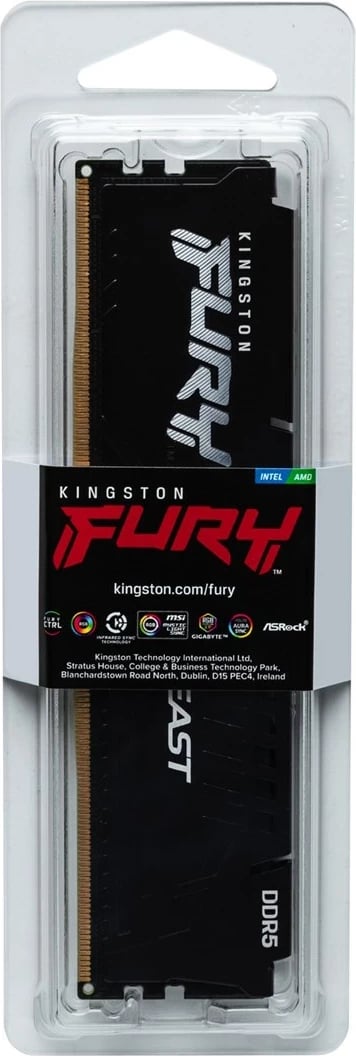 RAM Memorje Kingston FURY Beast 16GB 5600MT/s DDR5 CL40 e zezë
