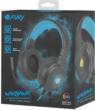 Kufje gaming Fury Warhawk RGB, me mikrofon, 2m, USB/3.5mm, zi/kaltër