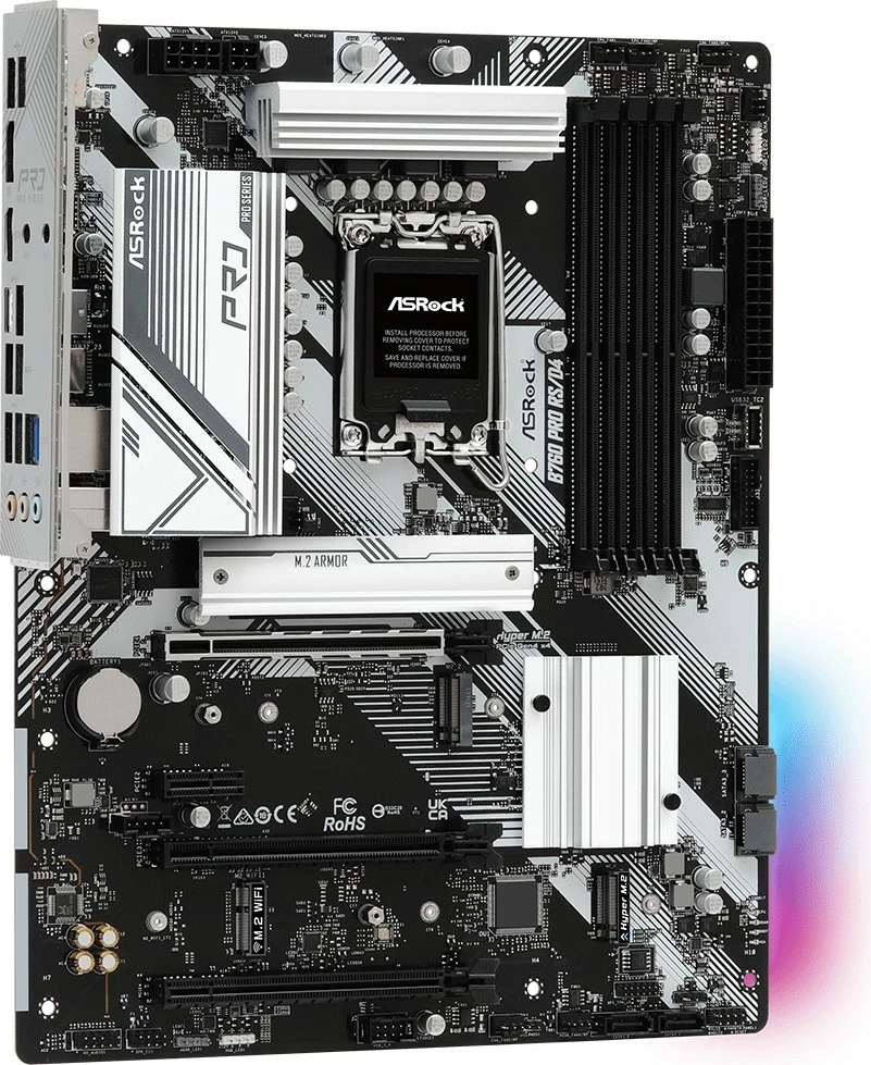 Pllakë amë ASRock B760 Pro RS/D4, Intel, LGA 1700, DDR4-SDRAM, 128 GB, DIMM
