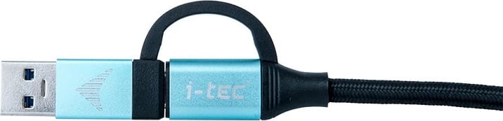 Kabllo USB-C në USB-C dhe USB 3.0 i-tec C31USBCACBL, 1m, e zezë/blu