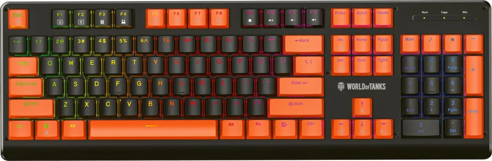 Tastierë mekanike gaming YENKEE DESTROYER WT300 World of Tanks, me ndriçim RGB, e zezë/portokalli