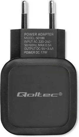 Karikues muri Qoltec 50188, 17W, 2xUSB + kabllo USB Type-C, i zi