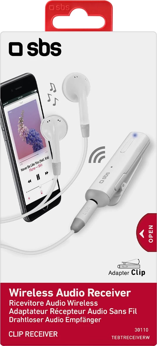 Adapter Bluetooth SBS TEBTRECEIVERW me kufje stereo, i bardhë