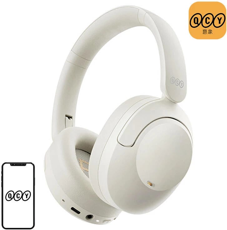 Kufje wireless QCY ANC H4, over-ear, Bluetooth 5.1, 70 orë, e bardhë