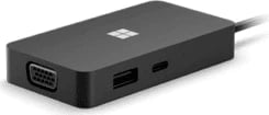 Stacion dokimi, Microsoft, 1E4-00002, USB-C me porta VGA, USB-A dhe USB-C, e zezë