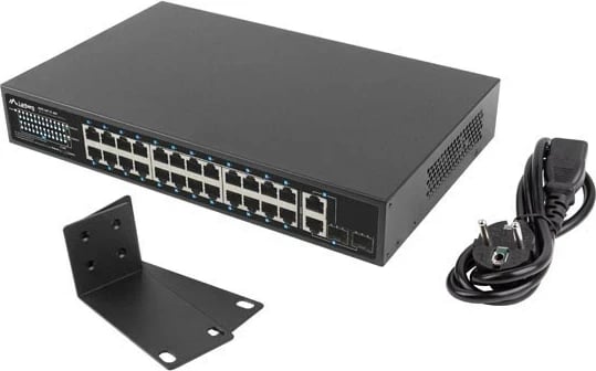 Switch Lanberg RSFE-24P-2C-360, 24x PoE+, 2x SFP, 1U, i zi