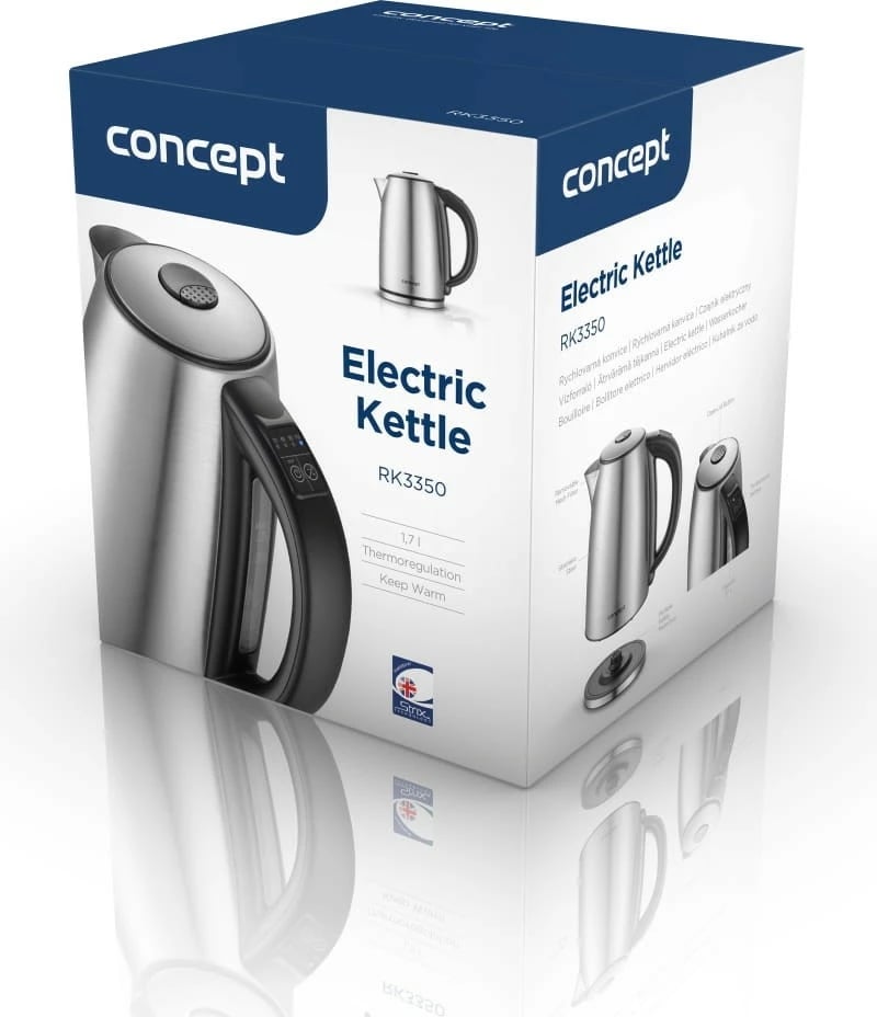 Ibrik elektrik Concept RK3350 me kontroll temperature, 1.7L, argjend