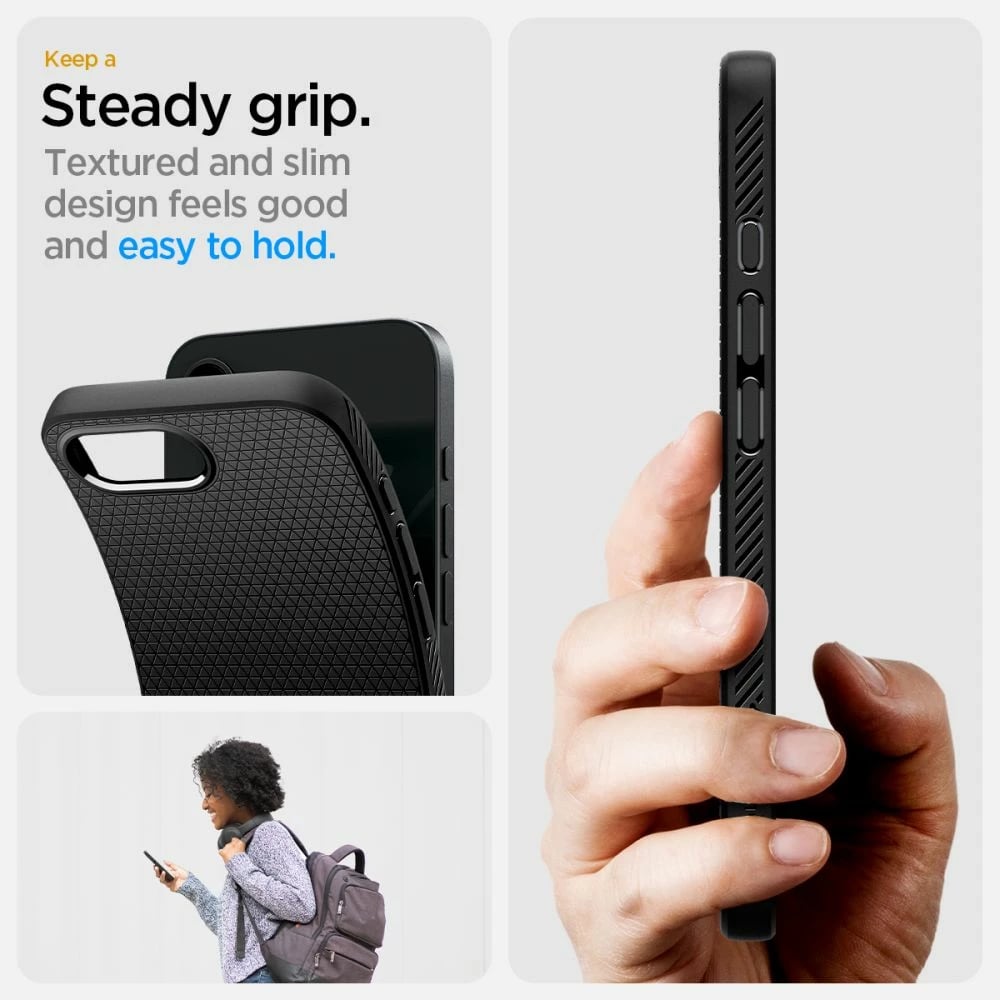 Mbështjellës Spigen Liquid Air për iPhone 16e, i zi mat