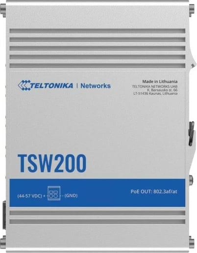 Switch industrial TELTONIKA TSW200, 8x Gigabit PoE+, 2x SFP, gri