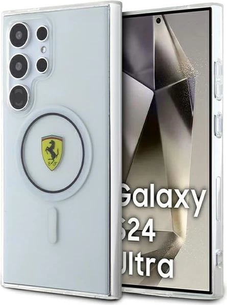 Mbështjellës Ferrari IML Transp Inner Circle Line MagSafe për Samsung Galaxy S24 Ultra, zi