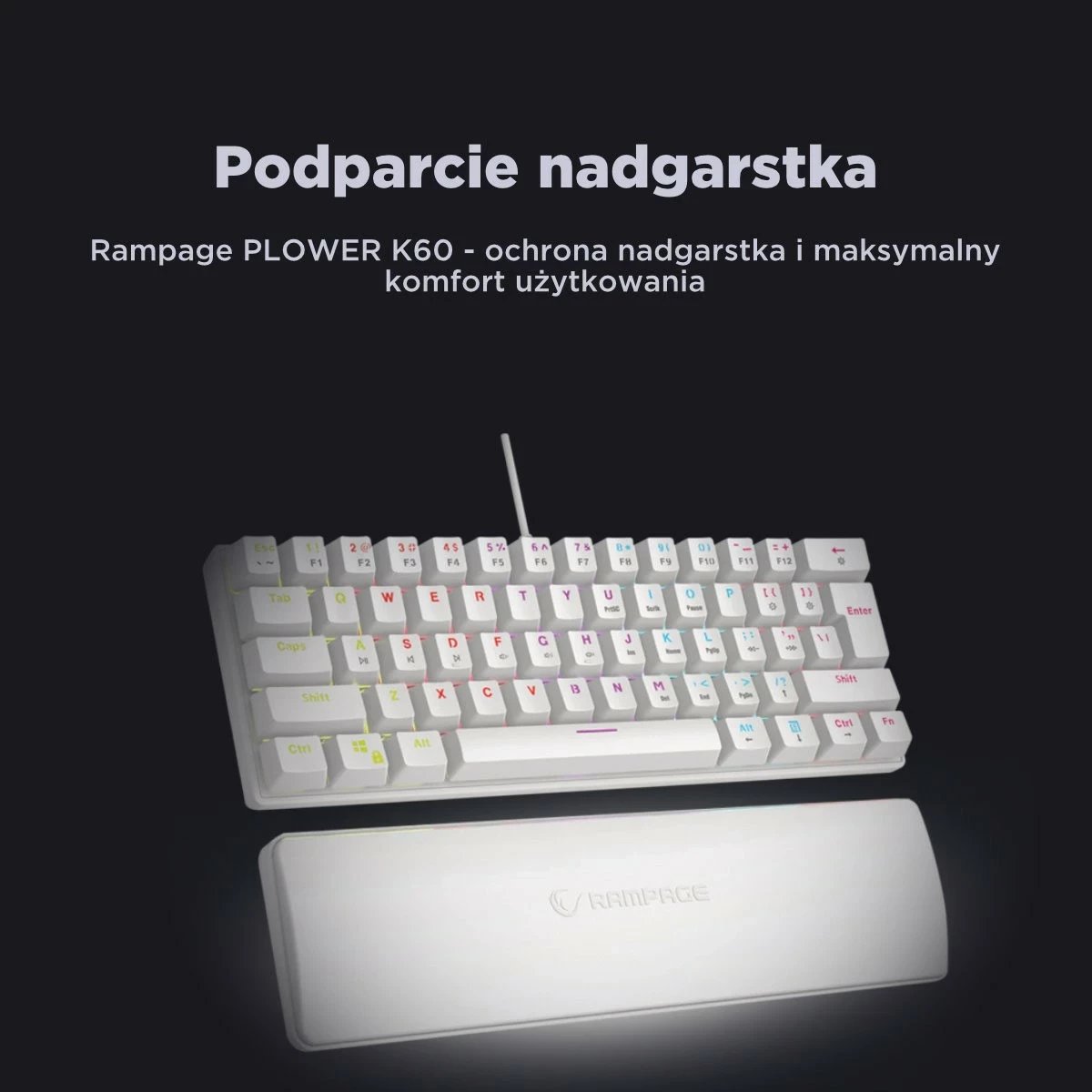 Tastierë mekanike Rampage PLOWER K60, RMP Blue, e bardhë
