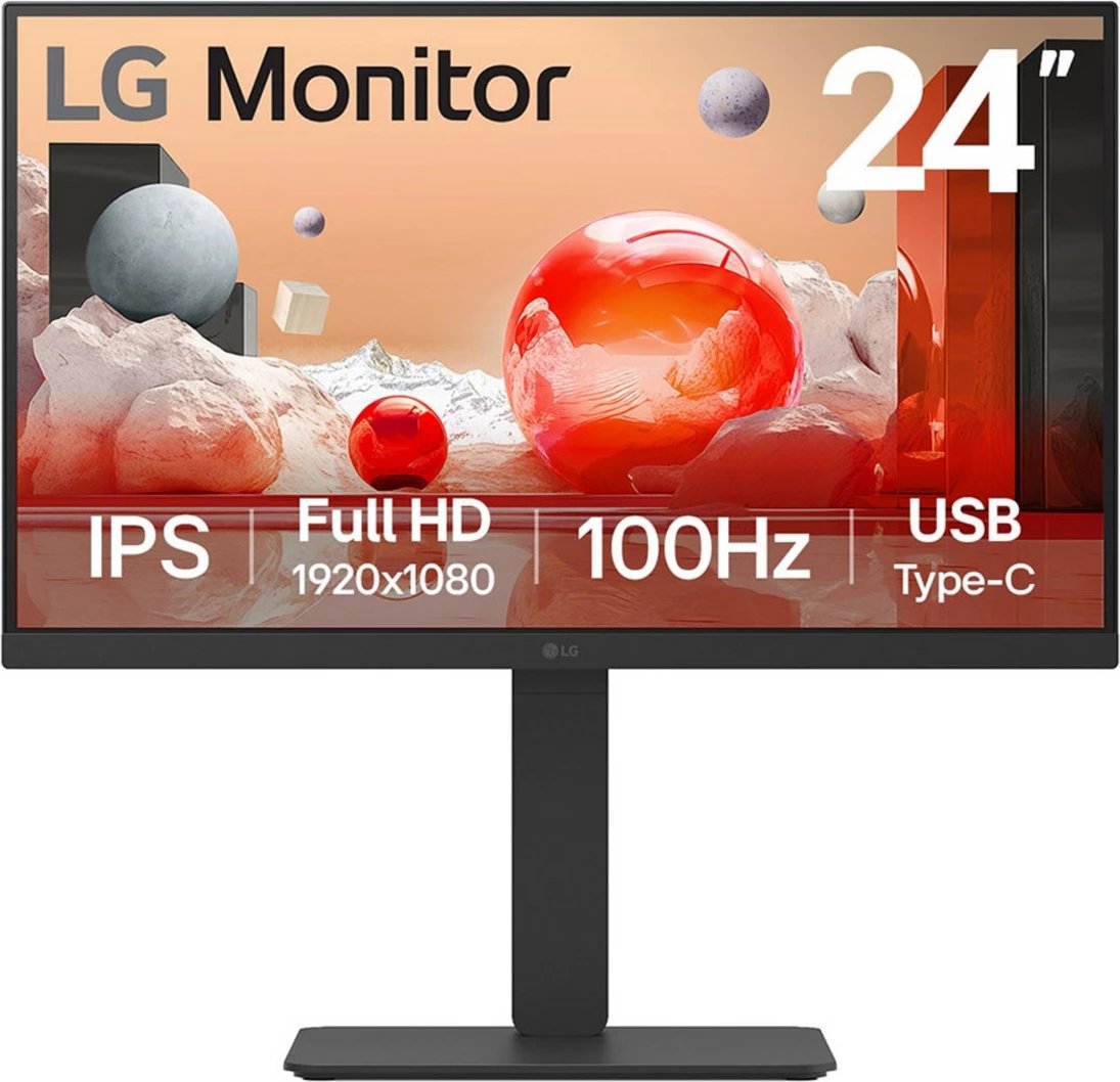 Monitor, LG, 24BA650-B, 24 inç, IPS, Full HD 1920x1080, 100Hz, USB Type-C, zi