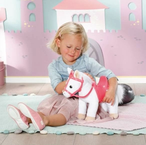 Lodër poni Baby Annabell Little Cute, Zapf, 36cm, me efekte zanore, rozë/bardhë