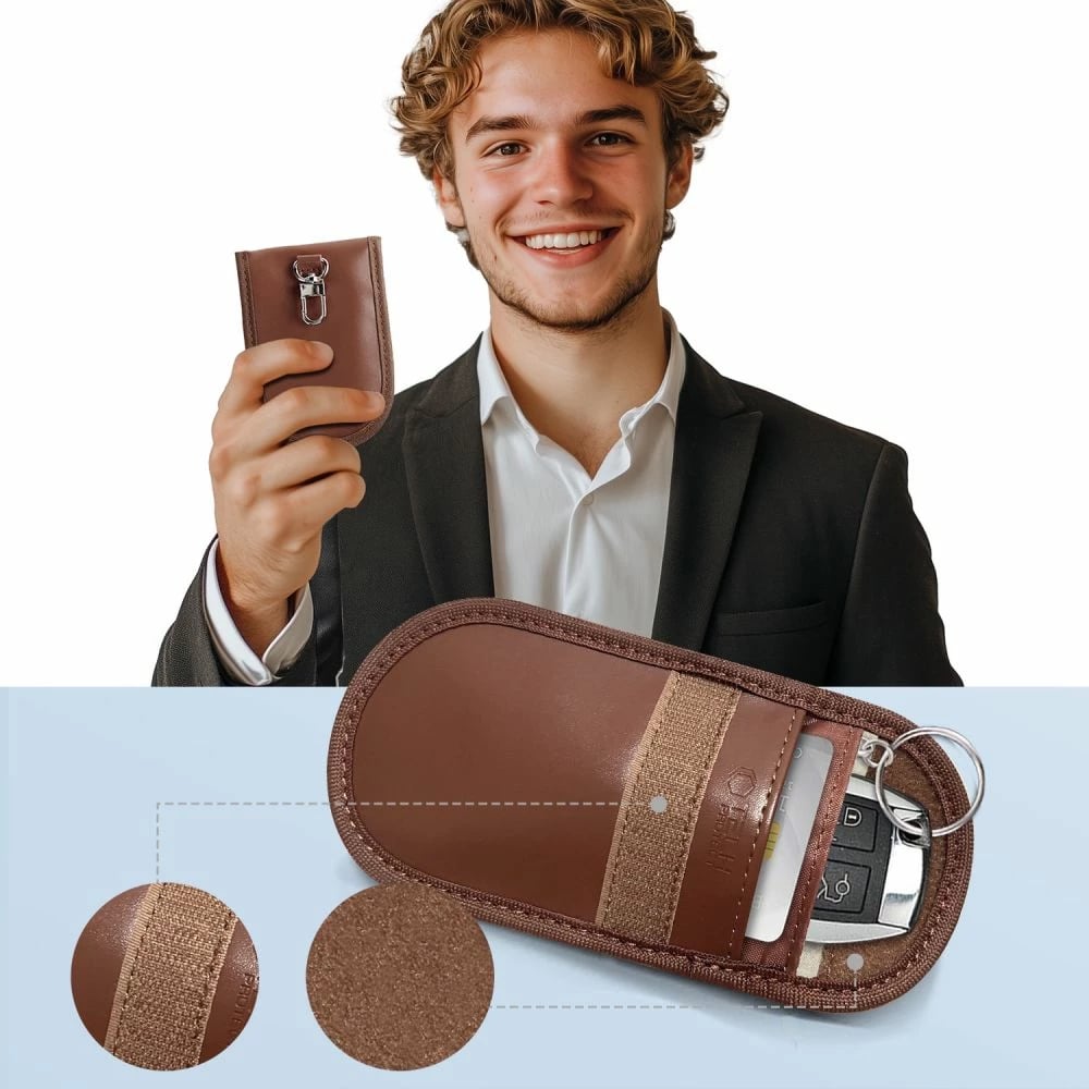 Mbështjellës për çelësa makine Tech-Protect KLR100, RFID, Kafe