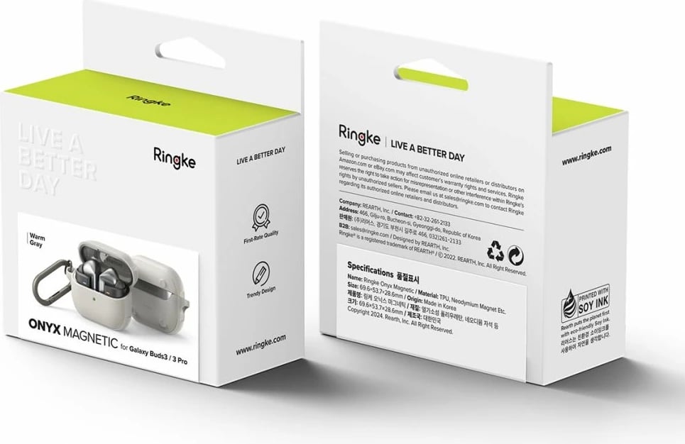 Mbështjellës Ringke Onyx MagSafe për Samsung Galaxy Buds 3 / 3 Pro, Gri