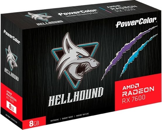 Kartelë grafike PowerColor Hellhound RX 7600, 8 GB, GDDR6, PCI Express 4.0, e zezë