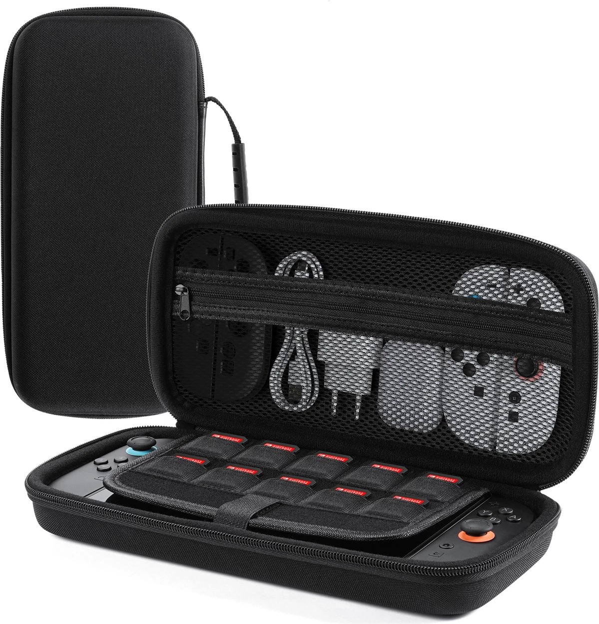 Mbështjellës Dux Ducis për Nintendo Switch 2, me dorezë dhe ndarje për lojëra, zi