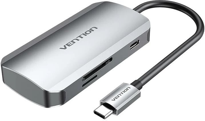 Kasë Vention TNHHB, USB-C në 3x USB3.0, SD, TF, PD 0.15m, Gri