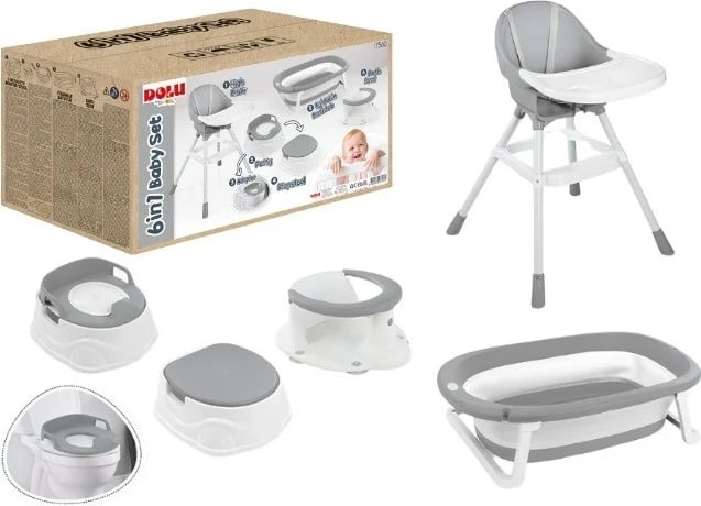 Set për bebe DOLU 6-në-1, 7560 75604, Bardhë dhe Gri