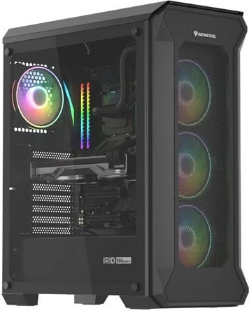 Kasë Genesis Irid 505 V2 ARGB, Midi Tower, 4x ARGB fan, ATX/Micro ATX/Mini ITX, e zezë