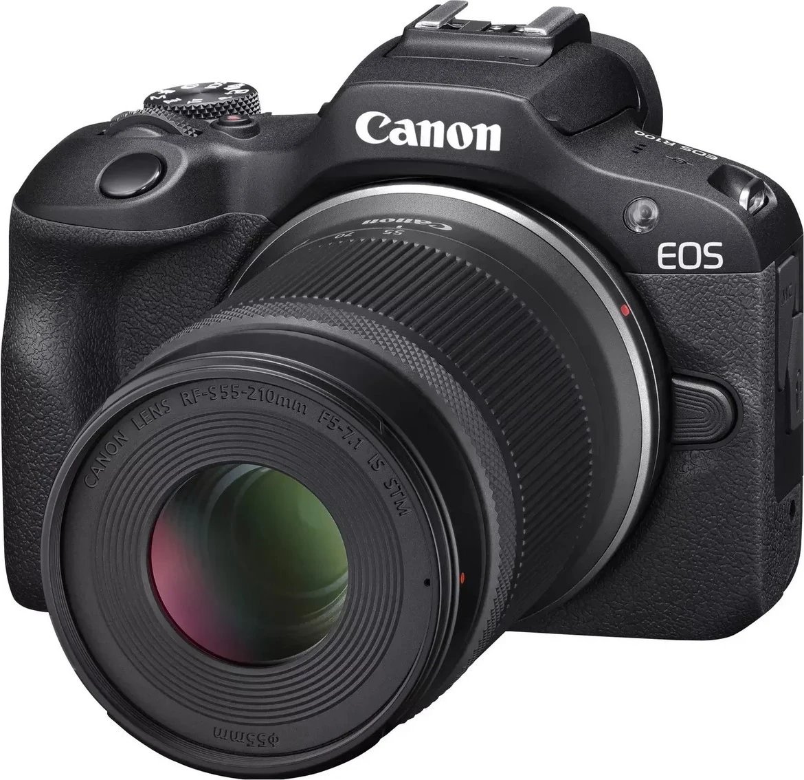 Aparat fotografik Canon EOS R100, me objektiv RF-S 18-45mm IS STM dhe RF-S 55-210mm IS STM, i zi
